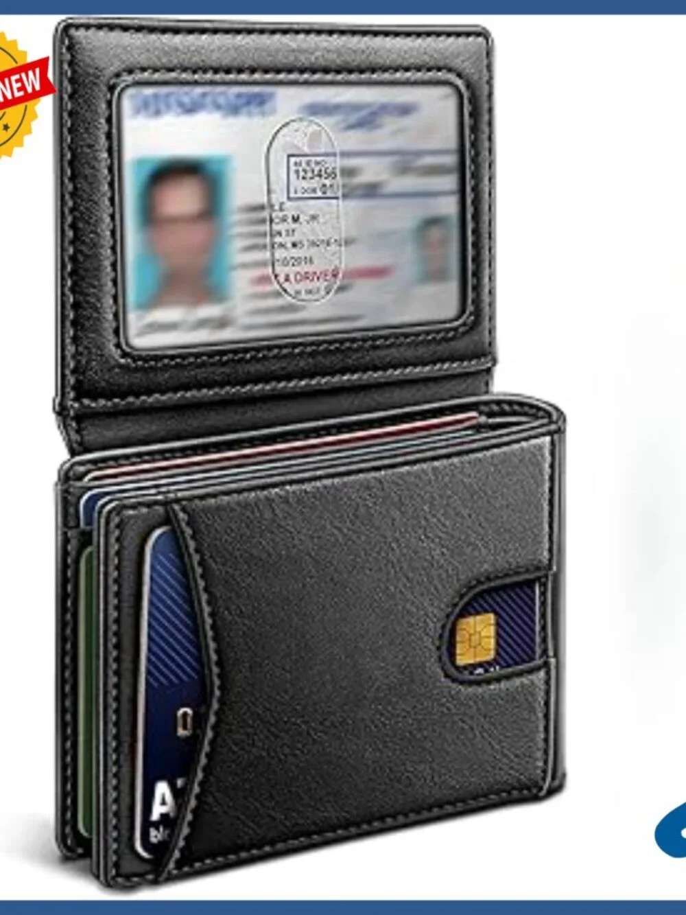 Slim Genuine Leather Front Pocket Wallet RFID Blocking 11 Card Slots